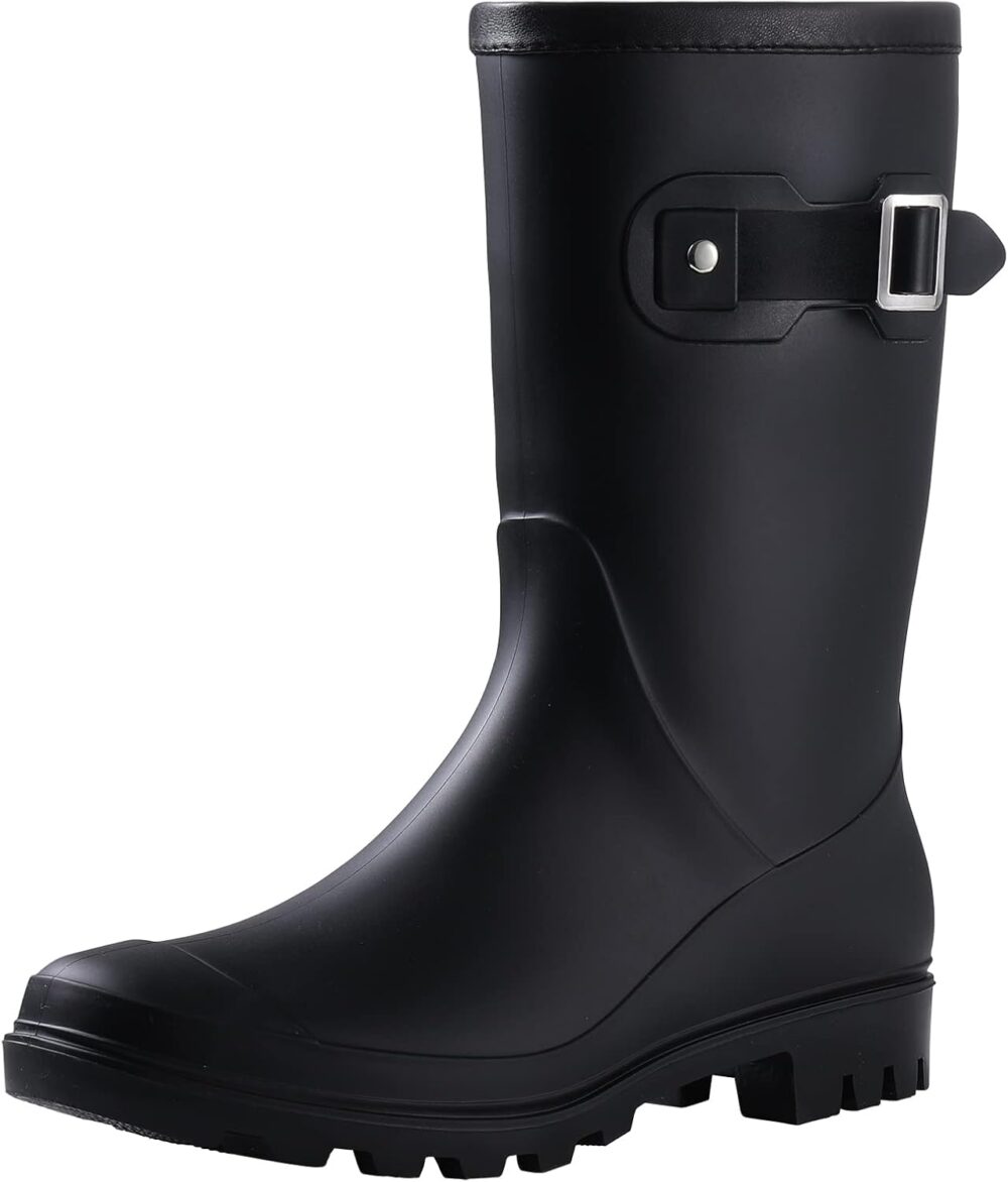 Women's Mid Calf Rain Boots Waterproof Garden Shoes