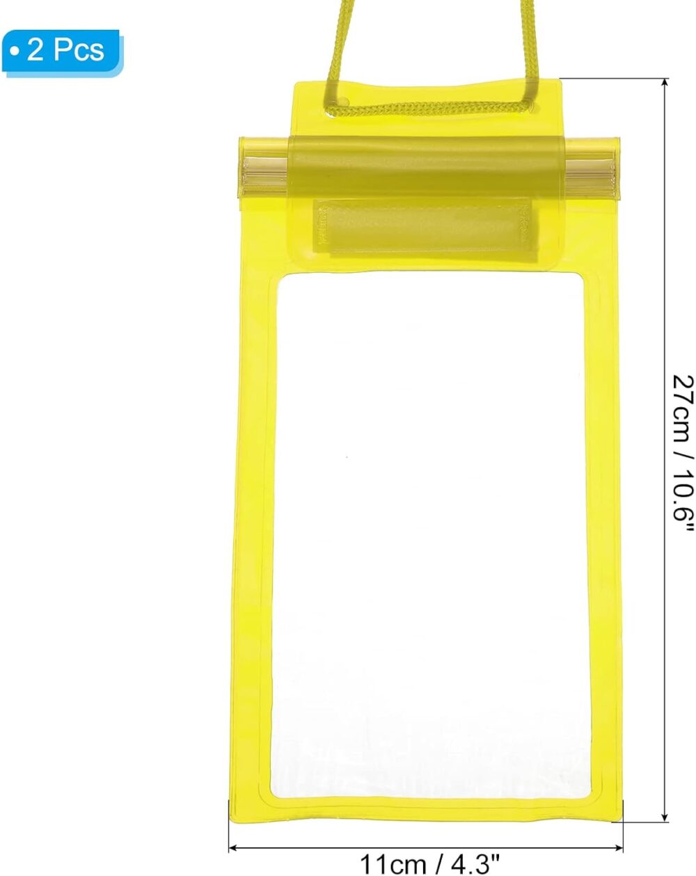 Waterproof Phone Pouch, 2 Pack Universal Lanyard Cellphone Dry Bag Clear Protection Cover Bag for Beach Swimming Pool, Yellow - Image 2