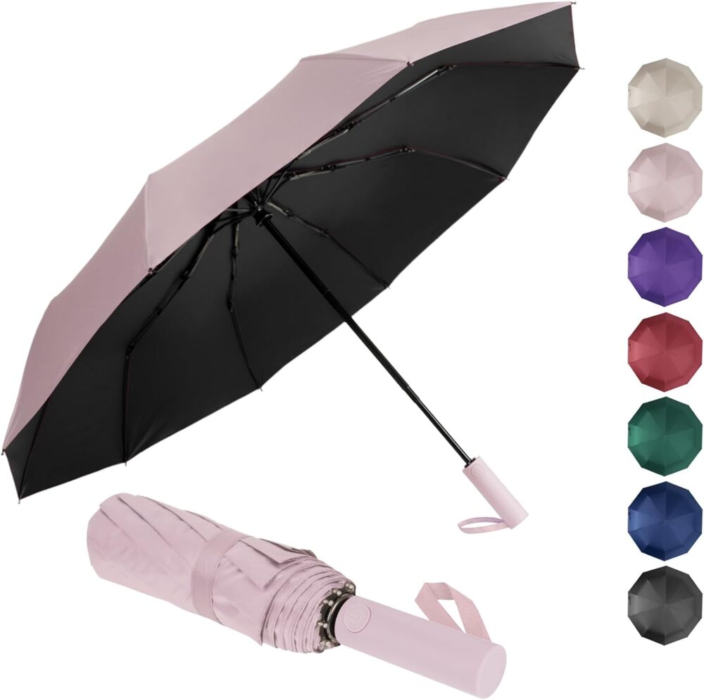 Umbrella for Rain and  Sun Protection, Compact Portable Travel Car Folding Umbrella, Windproof Lightweight Automatic Open and Close UPF50+ for Men Women 10 Ribs
