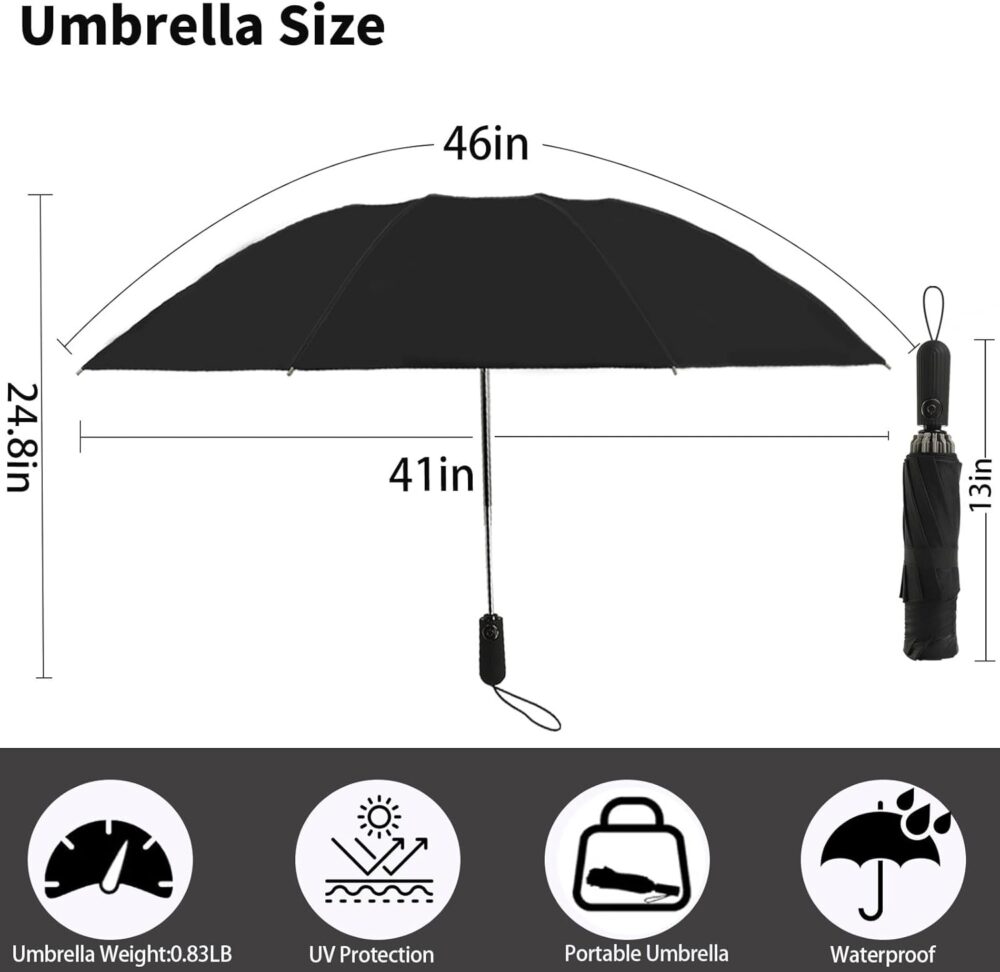 Umbrella,Trave Inverted Umbrellas for Rain Portable,Automatic Small Compact Reverse Folding Umbrellas,Perfect for Commuting,Outdoor Activities,and Travel for Women and Men - Image 2