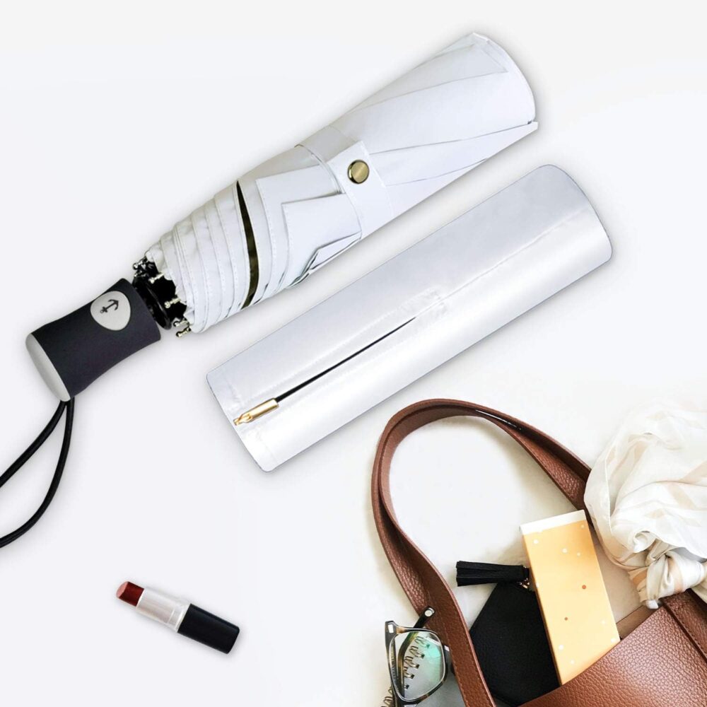 Sun Umbrella Compact Folding Travel Umbrella Auto Open and Close for Windproof, Rainproof & 99.9%  Protection Parasol with Black Anti- Coating - Image 2