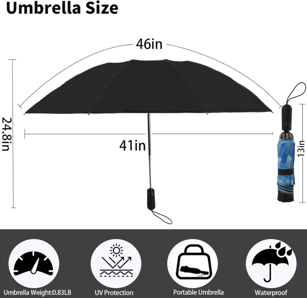 Umbrella,Trave Inverted Umbrellas for Rain Portable,Automatic Small Compact Reverse Folding Umbrellas,Perfect for Commuting,Outdoor Activities,and Travel for Women and Men - Image 2