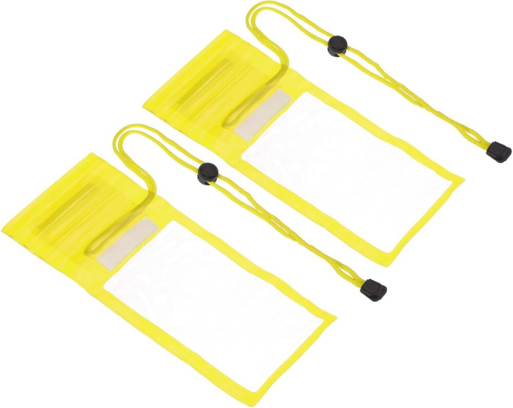 Waterproof Phone Pouch, 2 Pack Universal Lanyard Cellphone Dry Bag Clear Protection Cover Bag for Beach Swimming Pool, Yellow