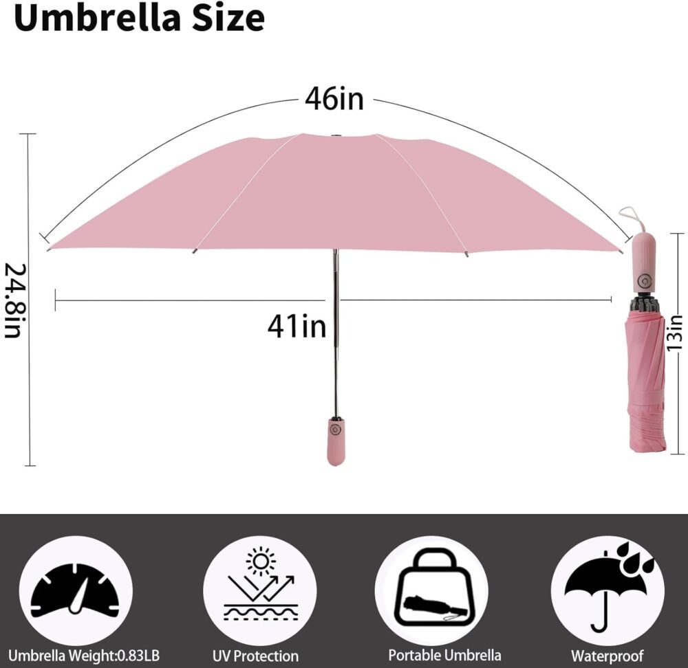 Umbrella,Trave Inverted Umbrellas for Rain Portable,Automatic Small Compact Reverse Folding Umbrellas,Perfect for Commuting,Outdoor Activities,and Travel for Women and Men - Image 2