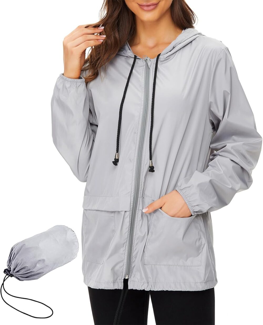 Women Rain Coats Lightweight Waterproof Outdoor Rain Jacket with Hood Packable Raincoats
