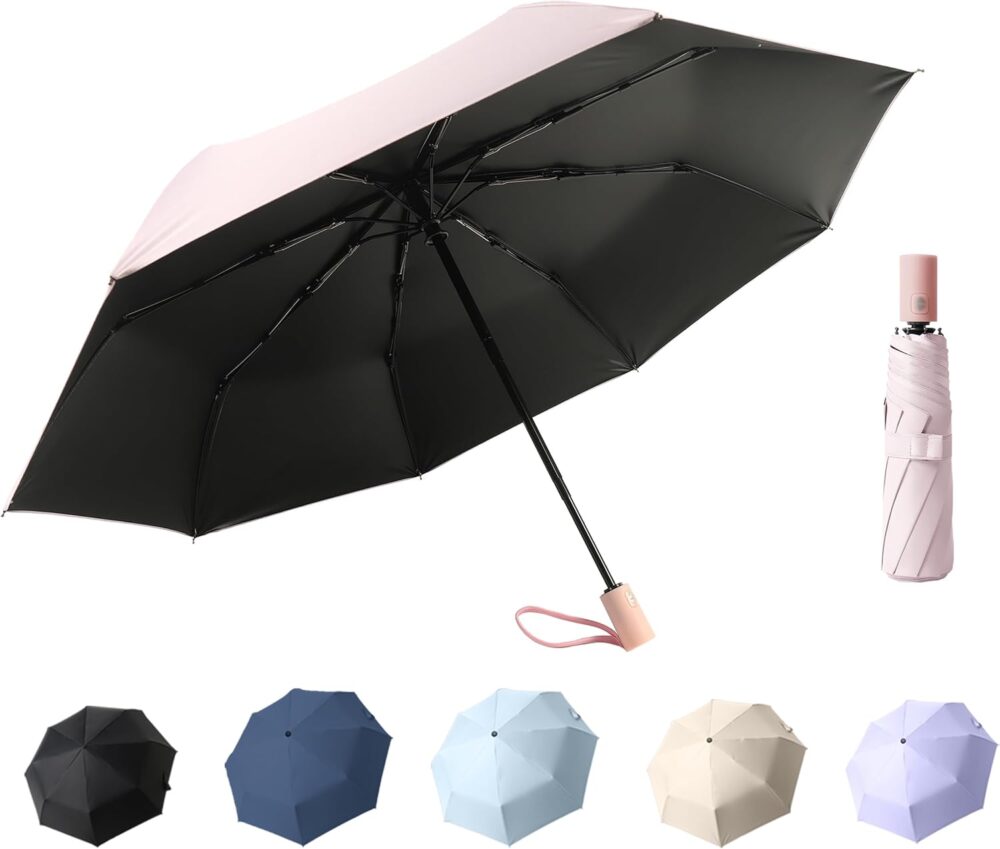 Small  Protection Travel Umbrella Compact for Rain and Sun UPF 50+ Windproof Portable 42 inch Umbrella for Women and Men