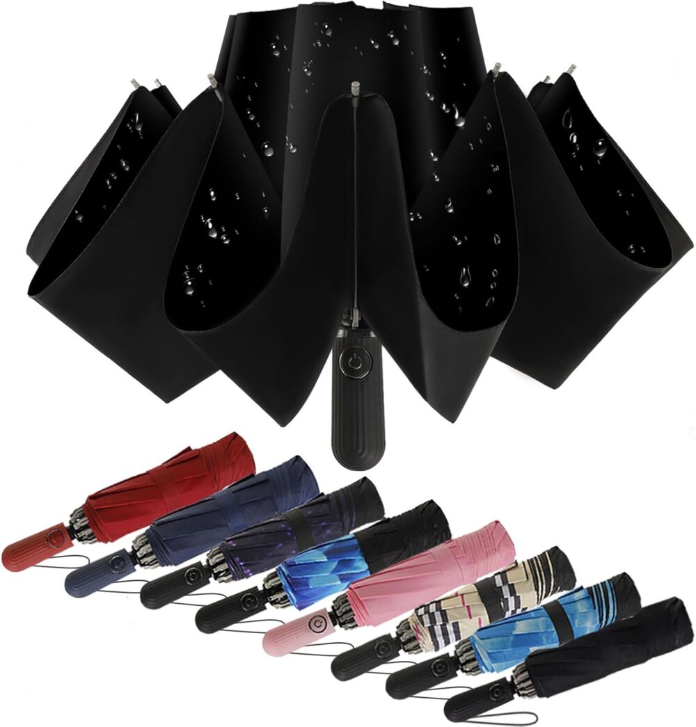 Umbrella,Trave Inverted Umbrellas for Rain Portable,Automatic Small Compact Reverse Folding Umbrellas,Perfect for Commuting,Outdoor Activities,and Travel for Women and Men
