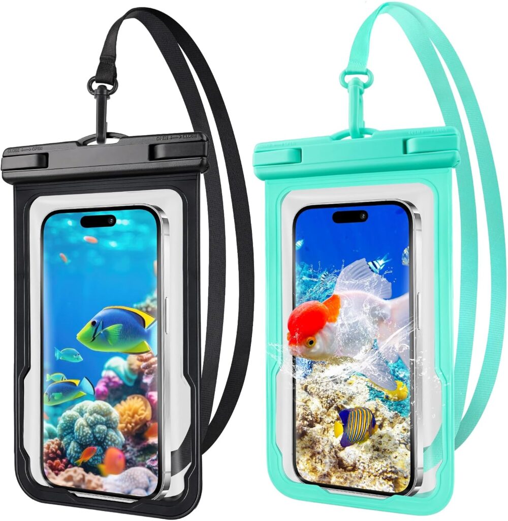 2 Pcs Waterproof Phone Pouch, Universal Waterproof Phone Case for iPhone Samsung Google Up to 7.3'', IPX8 Water Proof Cellphone Dry Bag for Snorkeling Swimming Beach Kayak Cruise Essentials