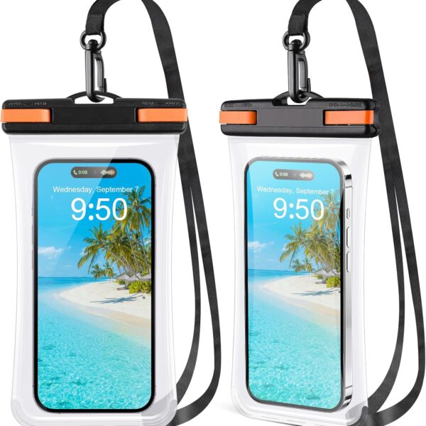 2 Pack Waterproof Phone Pouch [3D Seamless Clear Soft Edges], Waterproof Case for iPhone 15 14 13 Pro Max Plus Galaxy S24 S23 Pixel Up to 7.2" - IPX8 Dry Bag Beach Cruise Vacation Essentials