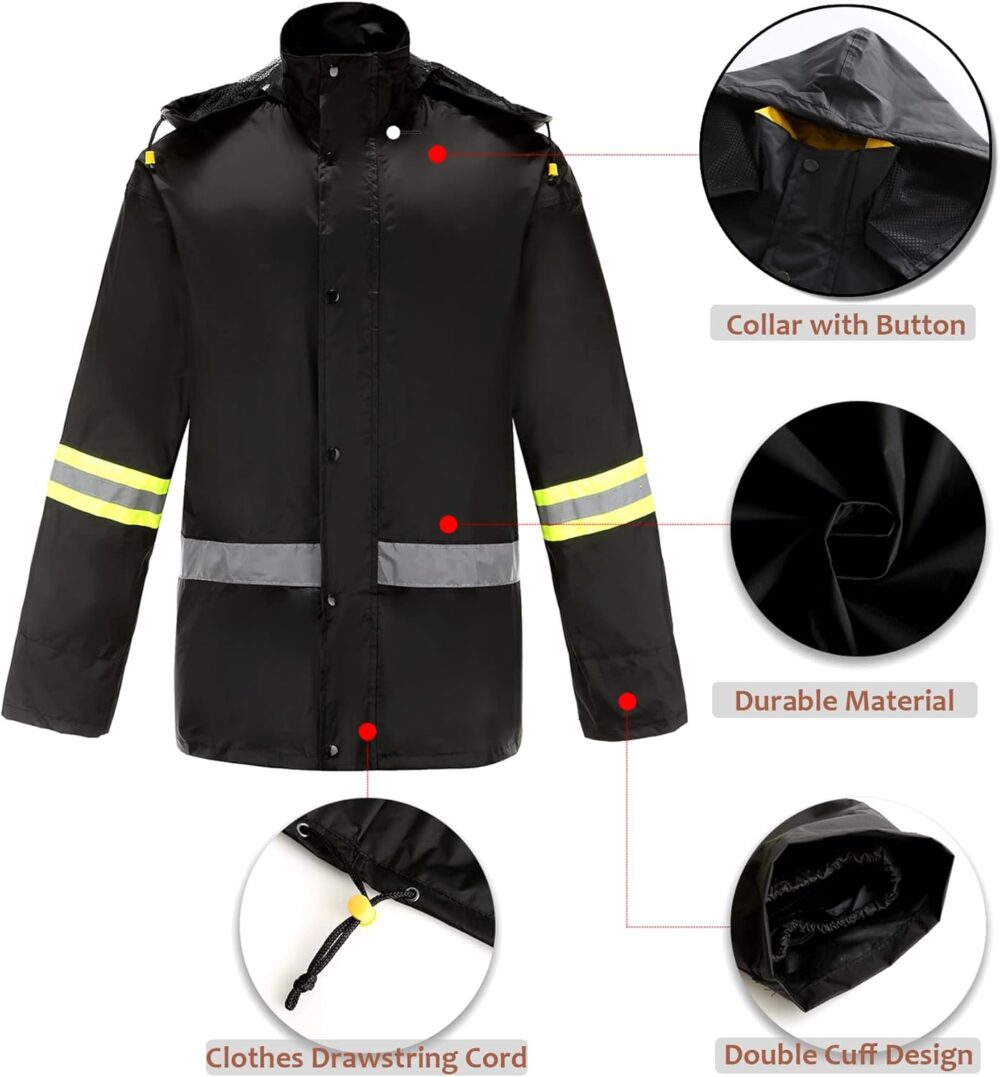 Rain Suits for Men Classic Rain Gear Waterproof Rain Coats Hooded Man's Rainwear Fishing Rain Jacket and Rain Pants - Image 2