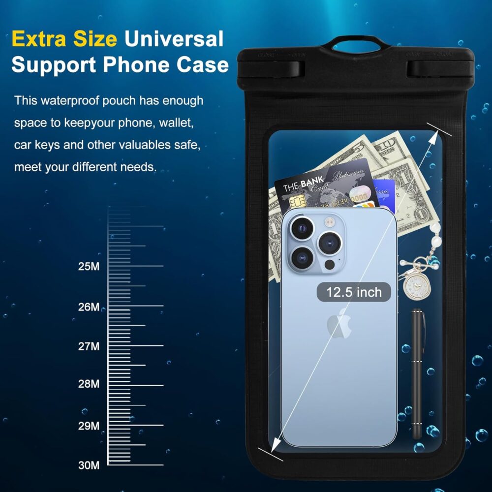 2-Pack Extra Large Waterproof Phone Pouch - Universal Dry Bag for iPhone, Samsung, Wallet, Passport - Touch Sensitive with Finger Strap - IPX8 Certified - Image 2