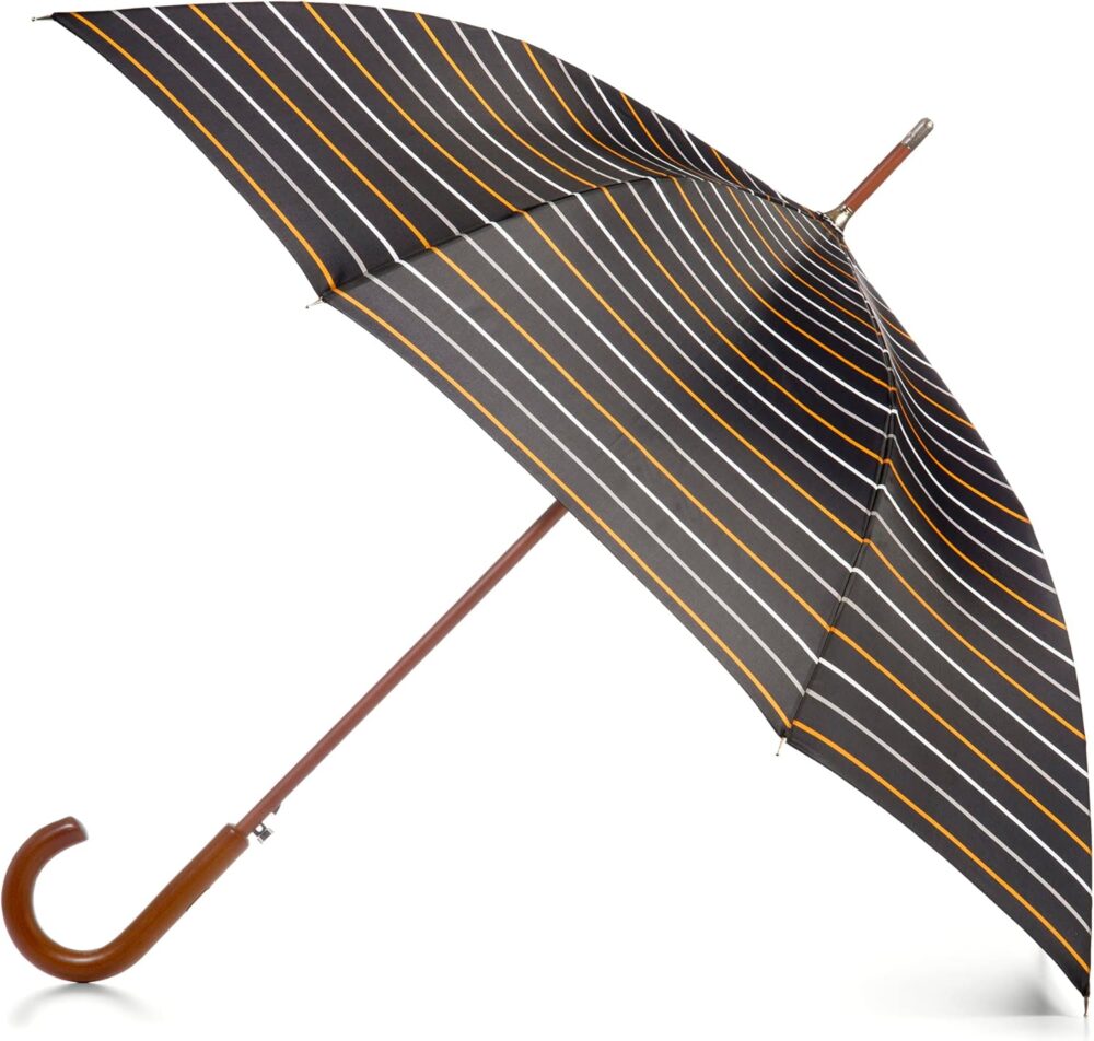 Auto Open Umbrella Classic Wooden J Stick Handle with Easy Grip - Windproof, Rainproof and Durable Canopy Design – Versatile Travel, Perfect for Rainy Days - Image 2