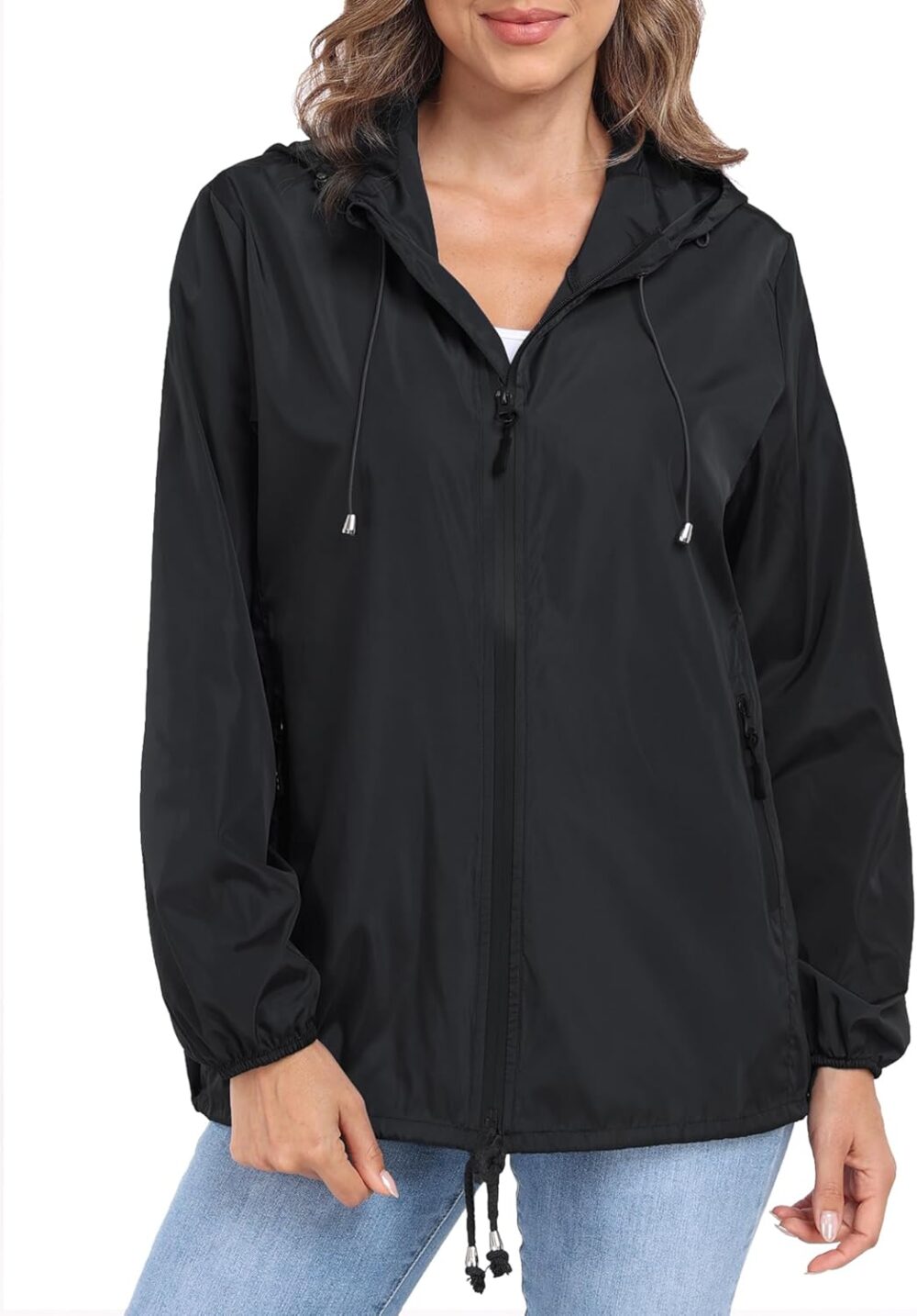 Womens Rain Jacket with Hood Lightweight Waterproof Rain Coat Outdoor Active Windbreaker